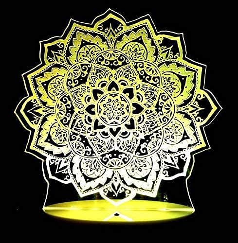 3D Lotus Flower Night Light Lamp Illusion 16 Color Changing Table Desk Decoration Lamps Gift with Acrylic Flat ABS Base USB Cable Toy