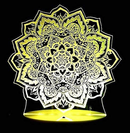 3D Lotus Flower Night Light Lamp Illusion 16 Color Changing Table Desk Decoration Lamps Gift with Acrylic Flat ABS Base USB Cable Toy