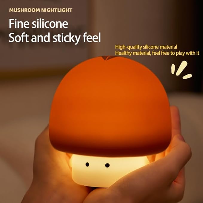 YEEFIGRO Cute Baby Night Light for Kids,Rechargeable Dimmable Silicone Nursery Toddler Mushroom Nightlight,Squishy Bedside Lamp for Night Stands,Fun Decor for Children,Children's Day Gift(Brown)