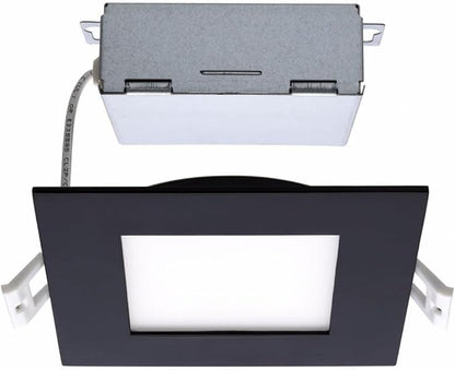 Satco CCT Selectable LED Slim-Fit Flat Lens Downlight with Remote Driver, 4 Inch Square, Black