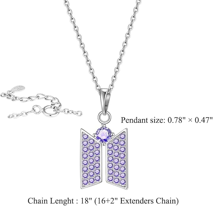 Army Necklace Bangtan Boys Pendant Merch 18K Gold Plated Cubic Zirconia Jewelry for Fans Gifts
