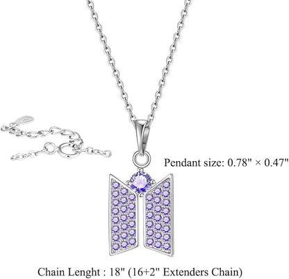 Army Necklace Bangtan Boys Pendant Merch 18K Gold Plated Cubic Zirconia Jewelry for Fans Gifts