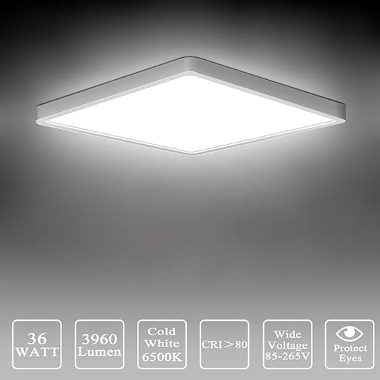 Flush Mount Ceiling Light 2 Pack, Color Temperature Switchable 36W Square Ceiling Mount Light Fixture (White, 12 inches)