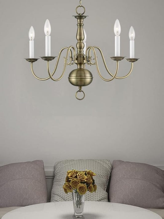 Livex Lighting 5005-91 Williamsburgh Chandelier With No Shades, 18" x 24" x 18", Brushed Nickel