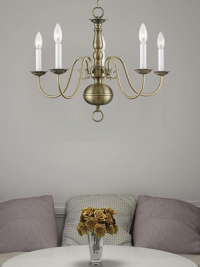Livex Lighting 5005-02 Williamsburgh 5 Light Polished Brass Chandelier