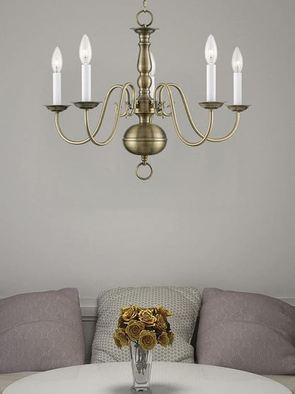 Livex Lighting 5005-02 Williamsburgh 5 Light Polished Brass Chandelier