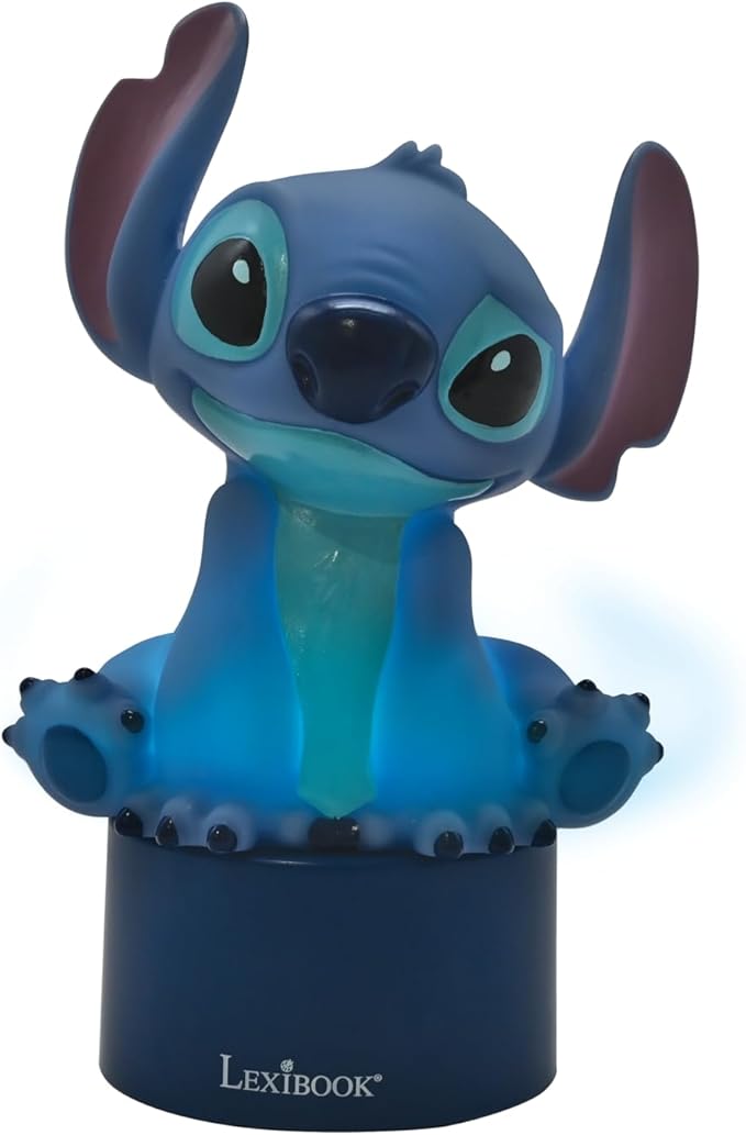 LEXiBOOK, Disney Stitch, Nightlight with Speaker, Color Change, Soft Light, Battery Operated, Blue, NS01D