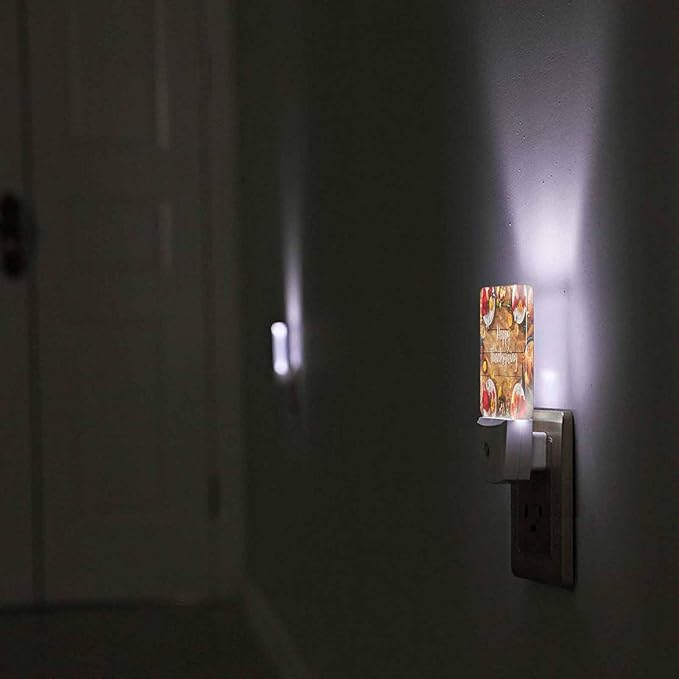 LED Night Light Plug into Wall with Dusk to Dawn Light Sensor White Energy Efficient Thanksgiving Celebration Traditional Dinner Meal Nightlight for Bedroom Bathroom Hallway Living Room Kitchen