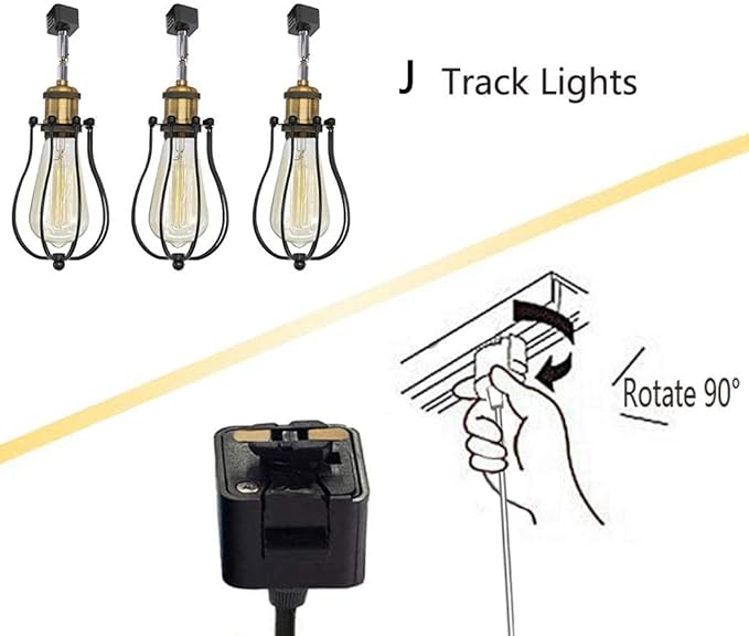 Kiven Vintage Wire Cage Semi Track Lighting Heads Compatible with Single Circuit Juno Type Track Lighting, Industrial Black Metal Caged Track Rail Light Fixture 3-Pack