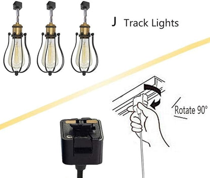 Kiven Vintage Wire Cage Semi Track Lighting Heads Compatible with Single Circuit Juno Type Track Lighting, Industrial Black Metal Caged Track Rail Light Fixture 3-Pack
