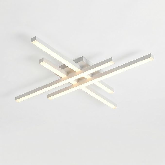 Modern 24in LED Ceiling Light, Minimalist Linear Geometric Flush Mount, 3000K Warm White Ceiling Lamp for Living Room Bedroom Kitchen Dining Room Office