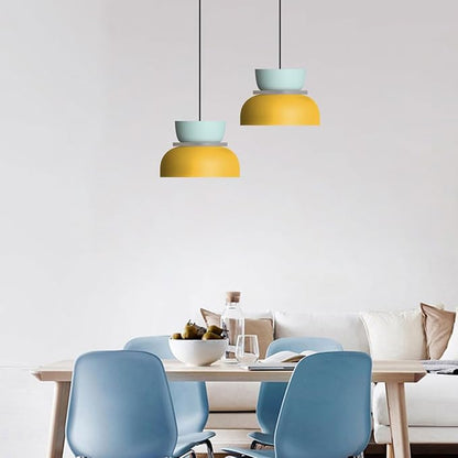 Nordic Pendant Light Retro Chandelier Lamp MCM Unique Pendant Lights with Blue Yellow Lamp Shade Colorful Hanging Lights Children's Room Light Fixture Color Ceiling Hanging Lighting