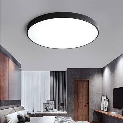 LED Ceiling Light Fixture,16 Inch Modern Round Recessed Ceiling Lights,Dimmable Light,Black 24W Close to Ceiling Lighting Flush Mount Living Room Bedroom,3000K-6000K