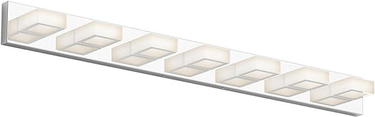 Ralbay 46" LED Chrome Vanity Lights 7 Lights Acrylic Stainless Steel LED Modern Vanity Lights Chrome Bathroom Lighting Fixtures Over Long Mirror (Natural White Light 4500K)