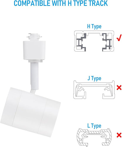 LEONLITE Studio Series 8.5W LED H Track Lighting Heads, ETL Listed, Dimmable Retail Track Light Heads for Store Shop Cafe, 600LM, CRI90, H Track Lighting, 2700K Soft White, Matte White, Pack of 4