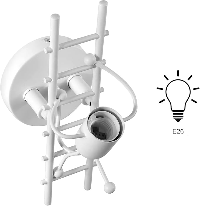 Kawell Creative Humanoid Wall Light Fixtures Indoor Wall Lamp Modern Wall Sconce Light Fixtures Art Deco for Children Room Bedroom Living Room Kitchen Stairs Hallway Restaurant Cafe Bar, White