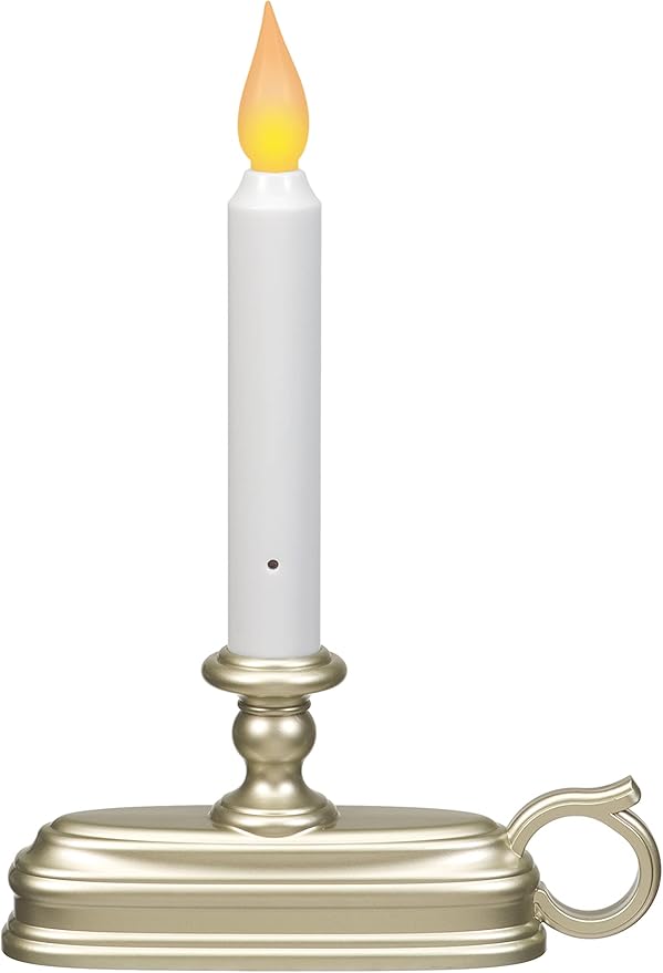 Xodus Innovations FPC1325P-6 Battery Operated LED Window Candle with New Hot Spot Technology and Dusk to Dawn Sensor and Choice of Amber or White Flame, Pewter/Silver