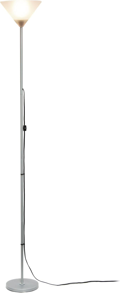 Simple Designs LF1052-SLV 70" Contemporary Classic Metal Uplight Floor Lamp, for Ambient Lighting, Living Room, Bedroom, Silver