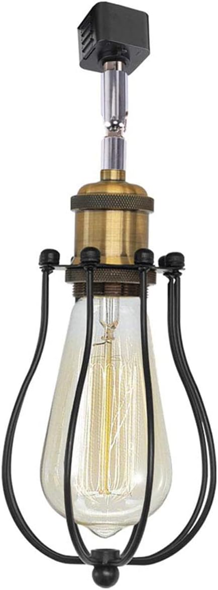 Kiven J-Type Track Lighting Heads,Vintage Loft Design, Black Basket Cage Track Mount Light with Flexible Light Arm, Adjustable Decorative Lighting Fixture for Kitchen Island Hallway (1 Pack)
