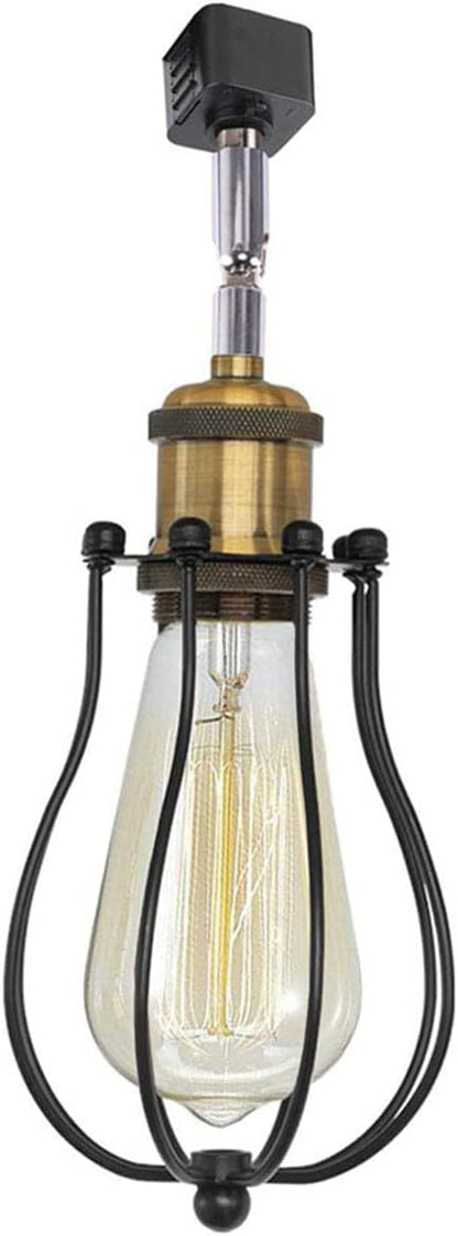 Kiven H-Type Track Lighting Heads,Vintage Loft Design, Black Basket Cage Track Mount Light with Flexible Light Arm, Adjustable Decorative Lighting Fixture for Kitchen Island Hallway(1 Pack)