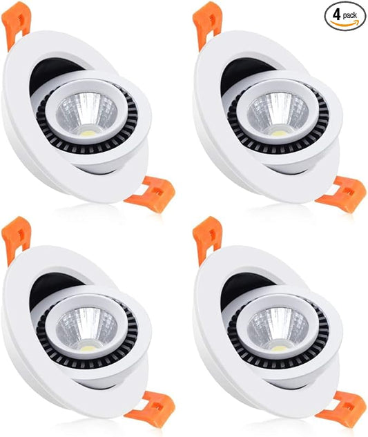 3.5 Inch Eyeball Gimbal LED Recessed Lighting Dimmable Downlight, 7W (70W Halogen Equivalent) Adjustable Spotlight, 2700K Ultra Warm White, CRI80, Ceiling Light with LED Driver (4 Pack)