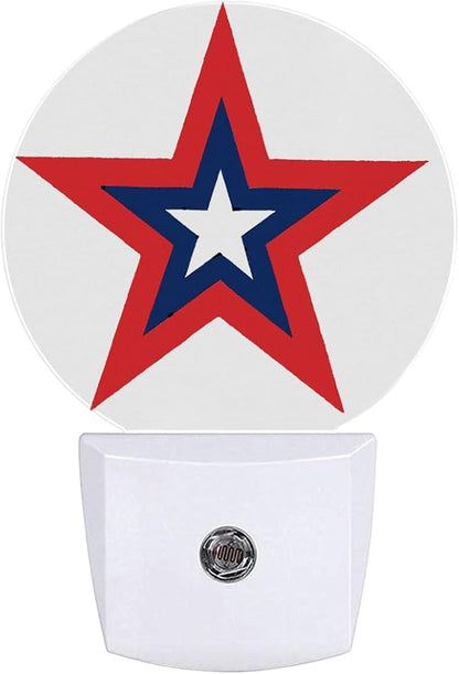 Red Blue Star Night Light Plug Into Wall Auto Led Sleep Round Lamp for Living Room Hallway Stairs