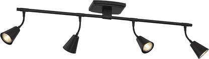 Modern LED 4-Light Track Lighting, Matte Black, 32 Inch, 4 GU10 LED Bulbs Included, Directional Spotlight Fixtures, Kitchen Ceiling and Wall Lights for Living Room