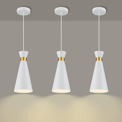 2026 New White & Brass Gold Pendant Lights Kitchen Island 3 Pack, 5.9"D x 13"H Cone Shape, Mid Century Modern Pendant Light Fixtures, Island Lights Kitchen Pendant Lighting over Sink Dining Room