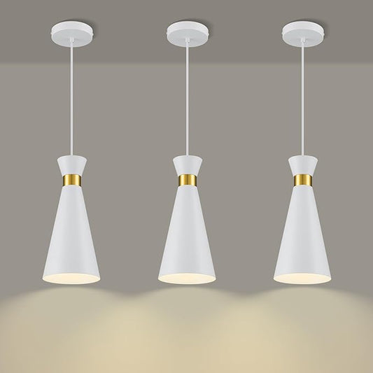 2026 New White & Brass Gold Pendant Lights Kitchen Island 3 Pack, 5.9"D x 13"H Cone Shape, Mid Century Modern Pendant Light Fixtures, Island Lights Kitchen Pendant Lighting over Sink Dining Room