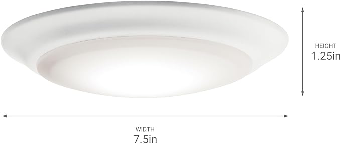 Kichler Gen I LED Downlight, 7.5" Ceiling Flush Mount Interior Dimmable Light, 2700K, (7.5" x 1.5"), White, 43846WHLED27