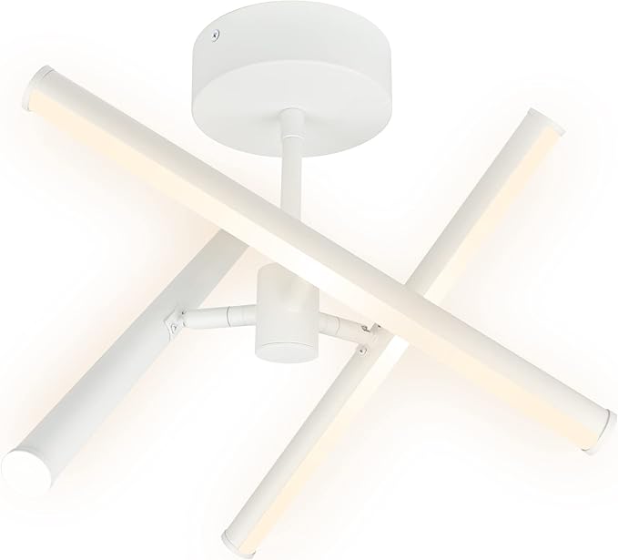 Ultralux Free Form LED Ceiling Light Fixture - Dimmable & Customizable, Semi-Flush Mount with Adjustable Light Bars - Easy-Install, Energy Efficient LED - 16" Matte White