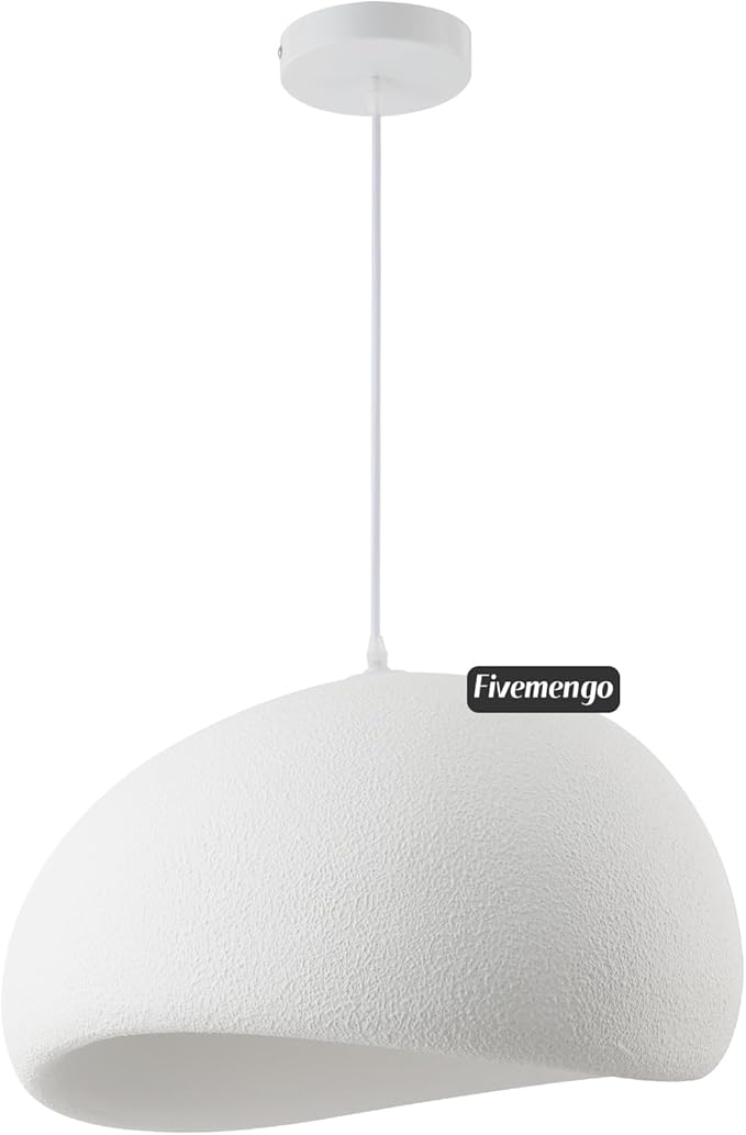 15.7in Wabi Sabi Pendant Light, Kitchen Island Lighting Fixture Ceiling Mount Japanese Lamp Japandi Chandelier for Dining Living Room Hallway Bedroom Restaurant Hanging Lamp, White 1 Pack