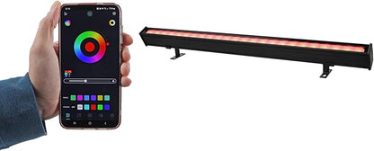 Rockville APP BAR 24 Waterproof LED Wash Light Bar, 36W, RGBWA + White + Amber LEDs, Bluetooth & IR Remote Control, 22 Auto Modes, IP66 Waterproof, Perfect for DJ, Stage, Parties, & Outdoor Use