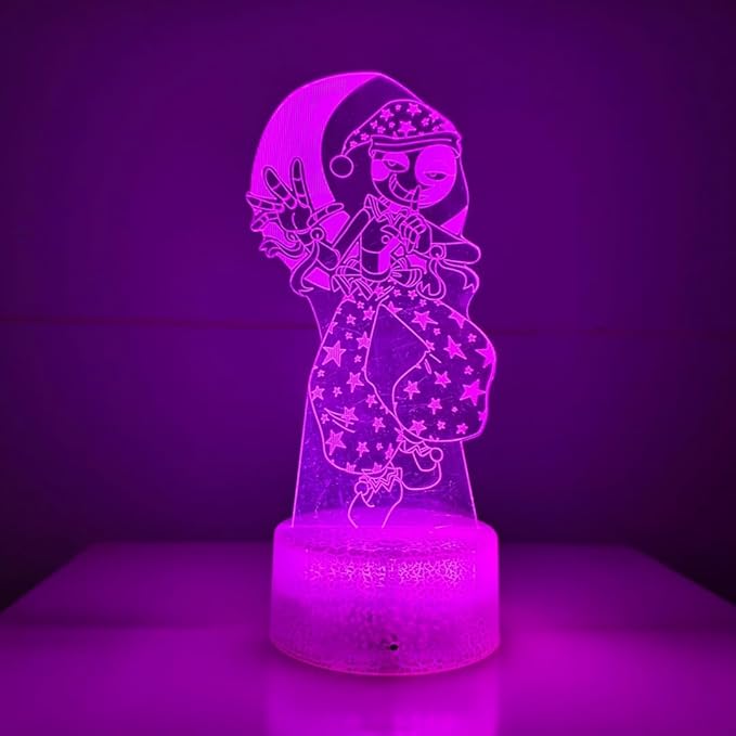 3D Illusion Night Light LED Lamp with Remote Control 16 Color Changing Visual Bedroom Decoration (Moondrop)