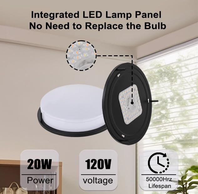 13 Inch Black Flush Mount Ceiling Light 2 Pack, 3CCT LED via Wall Switch Control, Dimmable 20W Modern Ceiling Lamp for Bathroom Bedroom Hallway Living Room