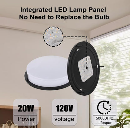 13 Inch Black Flush Mount Ceiling Light 2 Pack, 3CCT LED via Wall Switch Control, Dimmable 20W Modern Ceiling Lamp for Bathroom Bedroom Hallway Living Room