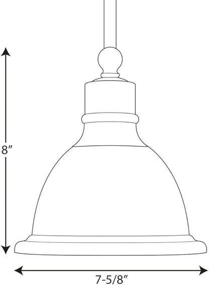 Progress Lighting P5078-20 1-Light Stem-Hung Mini-Pendant with White Etched Glass, Antique Bronze