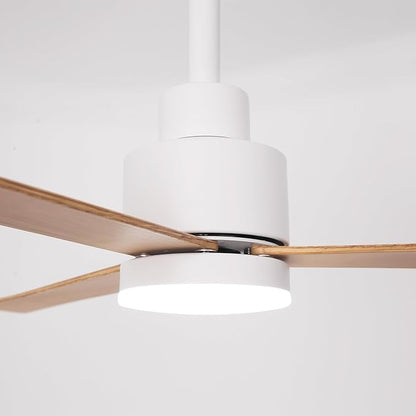 52" White Ceiling Fan with Light and Remote, Modern 3-Blade DC Motor Ceiling Fan, Quiet Reversible Airflow, 6-Speed LED, Use for Bedroom Living Room Kitchen Indoor Use
