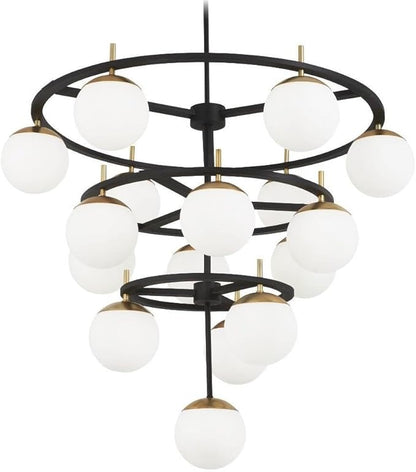 GEORGE KOVACS P1359-618 Alluria 16 Light Chandelier, Weathered Black W/Autumn Gold