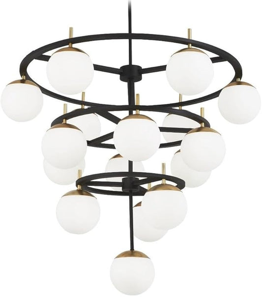 GEORGE KOVACS P1359-618 Alluria 16 Light Chandelier, Weathered Black W/Autumn Gold
