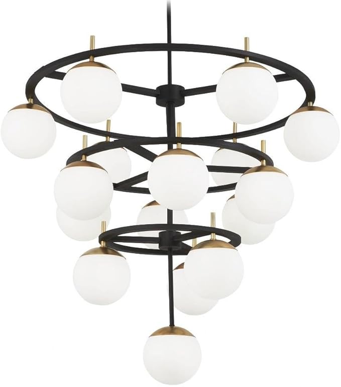 GEORGE KOVACS P1359-618 Alluria 16 Light Chandelier, Weathered Black W/Autumn Gold