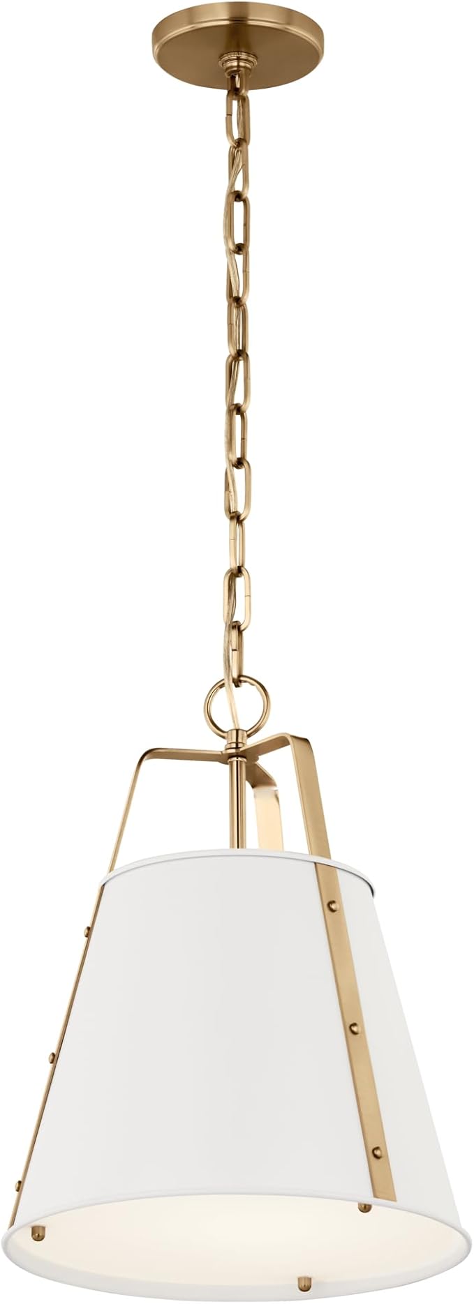 Kichler Etcher 1-Light Pendant Light Fixture, Kitchen Island Hanging Light with Etched Painted White Glass Diffuser in White and Champagne Bronze for Dining Room (17" x 13"), 52710WH