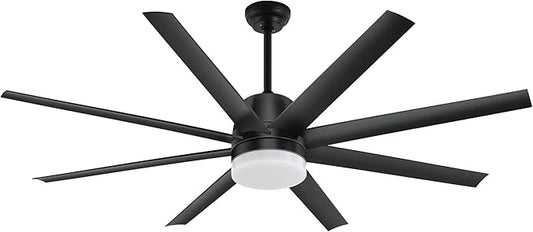 YITAHOME Black Ceiling Fans 60 Inch with Lights and Remote, Modern Fan for Indoor with Quiet Reversible 6 Speeds Motor, Dimmable LED 3 Color, Memory Function for Bedroom Living Room