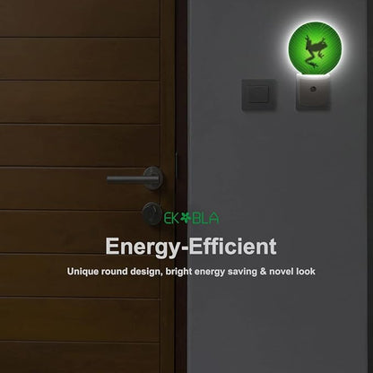 EKOBLA Tree Frog Plug-in Night Light, Green Leaf Vein Frog LED Nightlight with Auto Sensor for Bedroom & Bathroom