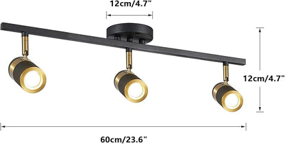 3-Light Track Lighting, Black Ceiling Spot Lighting with Rotatable Light Head & GU10 Bulbs, Indoor Spotlight Fixtures for Living Room Hallway Studio
