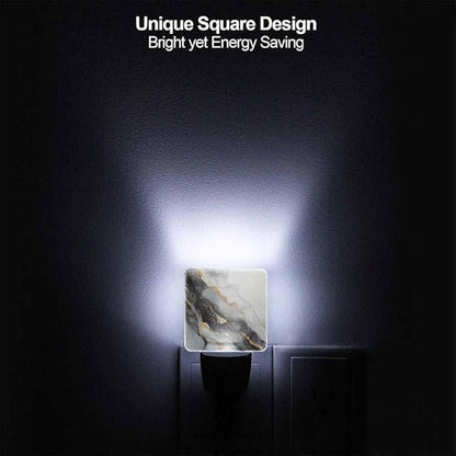 Marble Texture Night Lights Plug into Wall Ink Painting Black with Gold Accents Night Light with Dusk to Dawn Sensor for Home Bedroom Bathroom Living Room 0.5W Sleep-Friendly