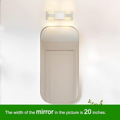 Modern Brushed Nickel 2 Lights Bathroom Vanity Light, LED Bathroom Light Fixtures Over Mirror, Dimmable Acrylic Wall Lighting Fixtures, Hardwired Wall Light(H9.25in, L13.78in)