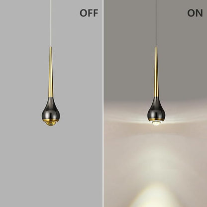 Modern LED Dimmable Pendant Light fixtures,Mini Black Gold Pendant Lighting for Kitchen Island Dinning Room,Bedroom,Bar, Kitchen Island Ceiling Hanging Light Fixtures(1-Pack)