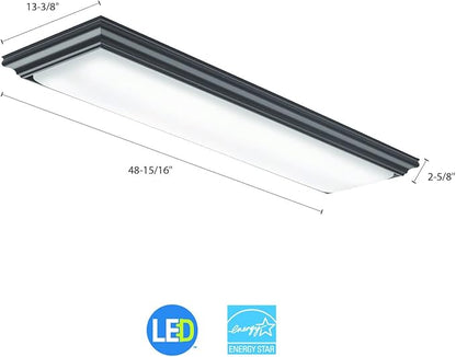 Lithonia Lighting Vanderlyn 4 Foot LED Kitchen Light Fixture, Linear Flush Mount Ceiling Light Fixture, 4000K Cool White, 3700 Lumens, 120 Volts, 35 Watts, Damp Listed, Bronze (FMFL 30840 VANL BZ)