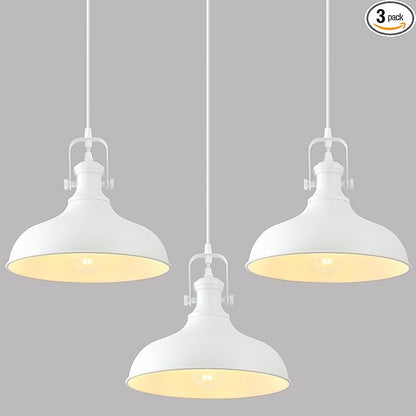 White Pendant Light, Modern Farmhouse Pendant Lights Kitchen Island, 11.41" Kitchen Pendant Lighting Over Island, Ceiling Hanging Light Fixture for Kitchen, Dining Room, 3 Pack